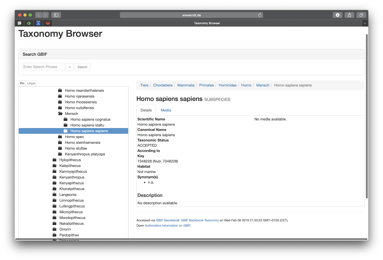 Taxonomy Browser
